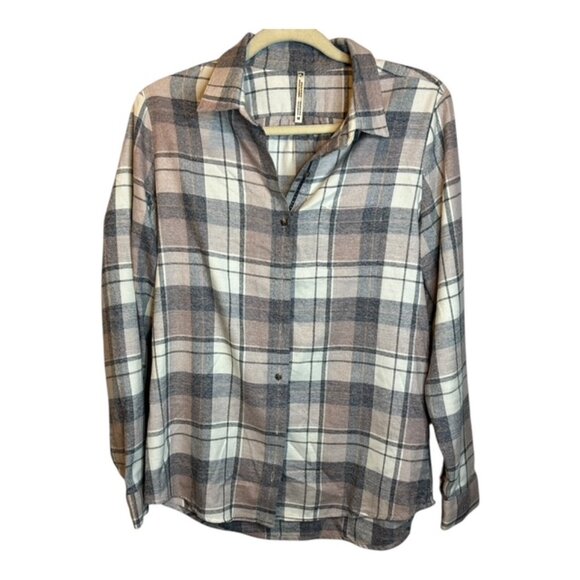 Kuhl Shirt Women's Size Medium Kamila Flannel Plaid Pink Gray - Picture 1 of 4